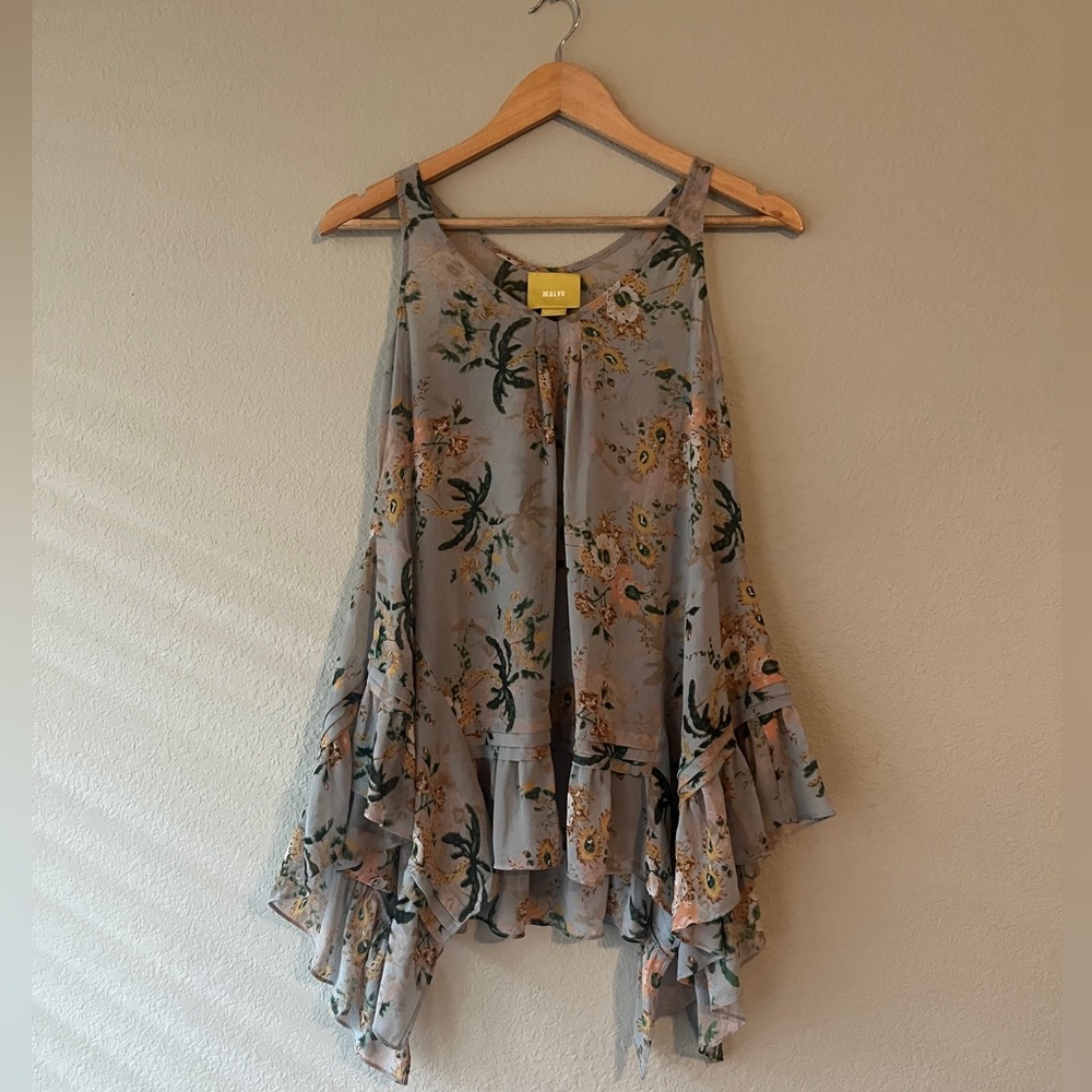 Anthropologie Maeve Magda Multicolor Floral Ruffled Tank XS